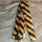Tiemart Men s Necktie Tie Yellow   Blue Striped Pattern Classic Neckwear