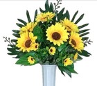 21  Sunflower Memorial Cemetery Grave Potted Silk Flower  display Ready   2248