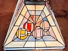 Vintage Classic Stained Glass Billiards Pool Table Ceiling Light Euc Rare