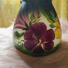 Antique Hand Painted Hurricane Lamp Bell Body Globe Green Victorian  1922 11x8  