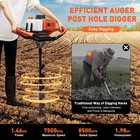 2-stroke 52cc Gas Powered Post Hole Digger Earth Auger Digging Machine W  3 Bits