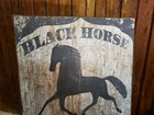 Colonial Victorian Primitive Antique Vintage Style 1768 Black Horse Inn Sign 