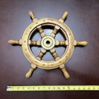 Vintage 16 Nautical Wooden Ship Steering Wheel Pirate Decor Brass Fishing Design
