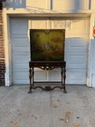Vintage Chinoiserie Green Lacquer Bar Cabinet Hollywood Regency Asian Style