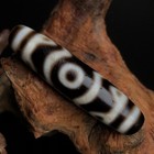 Ancient Tibetan Dzi Beads Old Agate Lotus 3 Eyes Totem Amulet Pendant 47  12mm