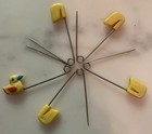 Set Of  5  Vintage Diaper Pins -4 Yellow   1 Yellow Duck W blue   Orange Details