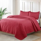 3 Piece Embossed Quilted Bedspread Bedding Set  Reversible Coverlet Bed Throw