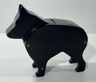 Vintage Handmade Black Wood Dog Coin Piggy Bank Folk Art 7  Tall