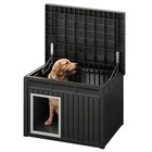 Black Plastic Dog House Outdoor Indoor Dog Kennel With Liftable Roof   Good