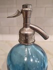 Vintage Blue Swirl Glass Seltzer Bottle  La Perla Jose Garcia  Argentina