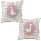 Goose Decor Pillow Covers 18x18  Baby Girl Nursery Decor  Vintage Pink 02