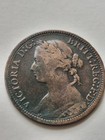 1875 Queen Victoria Small Date Farthing Bun Head Bronze Coin Nice Example