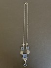 Art Deco 1920   s Filigree Flapper Necklace W  Square Cut Blue Glass