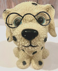 Smarty Dalmatian Dog W glasses Decorative Figure Black White Spots 4 25  Tall