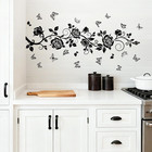 Flower Vine Decals Flying Butterfly Black Floral Wall Stickers Removable Wall