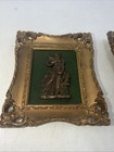 Pair Vintage Mid Century Classical Grecian Figure Relief Framed Art Deco