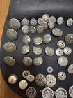 Lg Lot Of  Vintage Silver Toned Found Metal Buttons  Various Sizes  Patterns 8a