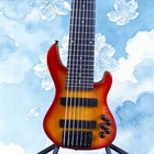 7 String Bass Electric Guitar Red Ring Yellow Maple Neck Ash Body And Dot Inlays