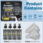Screen Cleaner Spray 16oz  4oz X 4 Pack  - Tv   Computer Screen Cleaner With 2 M