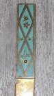 Vintage Brass Enamel Letter Opener Heavy Turquoise Color Inlay 9 5  Desk Tool