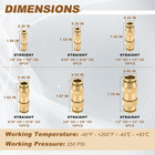 48pcs 6-size Brass Dot Air Line Fitting Kit 1 8 -1 2  Straight Union