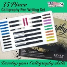 35pc Calligraphy Pen Writing Set  4 Pens  5 Nib Styles  22 Ink Cartridges  Pad