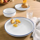 12pc Stoneware Dinnerware Set Blue Rim - Threshold