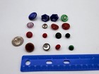 Lot  16 Vintage Antique Victorian Glass Buttons Cobalt Blue Red Art Deco Molded