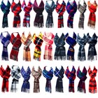 Winter 100  Cashmere Checked Solid Scarves Plain Plaid Wool Scotland Made Scarf