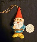 Unieboek B v  Gnome Holding Pocket Watch Hanging Ornament Vintage 1979 Korea