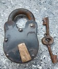 Antique 5   Padlock Lock And 2 Key Old Vintage Antique 1800s Style Antique Lock