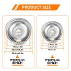 2 8-inch And 2 6-inch Chrome Drip Bowl Pans  W10278125 W10196405 And W10196406