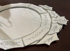 Vintage Venetian Etched Beveled Mirror Oval Vanity Perfume Tray 17  X 9 5 