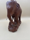 Vintage Large And Heavy Hand Carved Wooden Elephant Statue Solid Wood