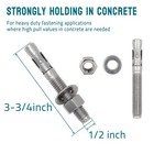 1 2  X 3-3 4 Inch Wedge Anchor  Stainless Steel Concrete Anchors  Heavy Duty    