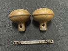 Pair Antique Vintage Victorian Ornate Brass Door Knobs W  Spindle   Screws