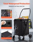 Shopping Cart  Folding Grocery Utility Cart With Dual Baskets  Waterproof Liner 