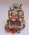 Peint Main Limoges Trinket - Colorful Sporting Bear
