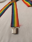Vtg 70s Mcguire Nicholas Suspenders Rainbow Pride 2  113 Unisex Lobster Claw 