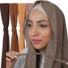 Plain Chiffon Scarf With Rope Women s Hijab Wrap Muslim Shawls Scarf Turban New