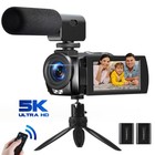 5k Camcorder 56mp Video Camera Wifi Ir Night Vision With Microphone tripod 64gb