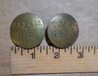 Vtg Reeves Steel Brass Employee Identification Lapel Button Lot Of 2 Dover Ohio 