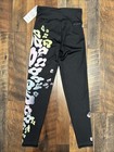 Adidas Nwt Girls Athletic Leggings Size L  14  Aeroready Running Black Floral