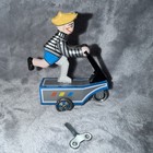 Vintage Mechanical Tin Lithograph Wind-up Boy On A Scooter With Key   Box Nos