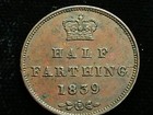 Scarce 1839 Great Britian Copper 1 2 Farthing