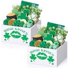 2 Pcs St Patrick s Day Candy Dish Wooden Shamrock Candy Green Bowl Dish Irish 