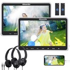2 X 10 1  Screen Car Dvd Player Headrest Monitor Full Hd Hdmi Usb Sd Cd headsets