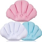3 Pieces Inflatable Bath Pillow With Suction Cups  Terry Pink  Blue  White