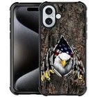 Daizag Case Compatible With Iphone 16 american Flag Eagle Rip Oak Camo Pattern 