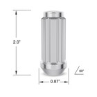  24  14x1 5 Spline Lug Nuts   Acorn Cone Seat   2  Length Closed   Silver Chrome